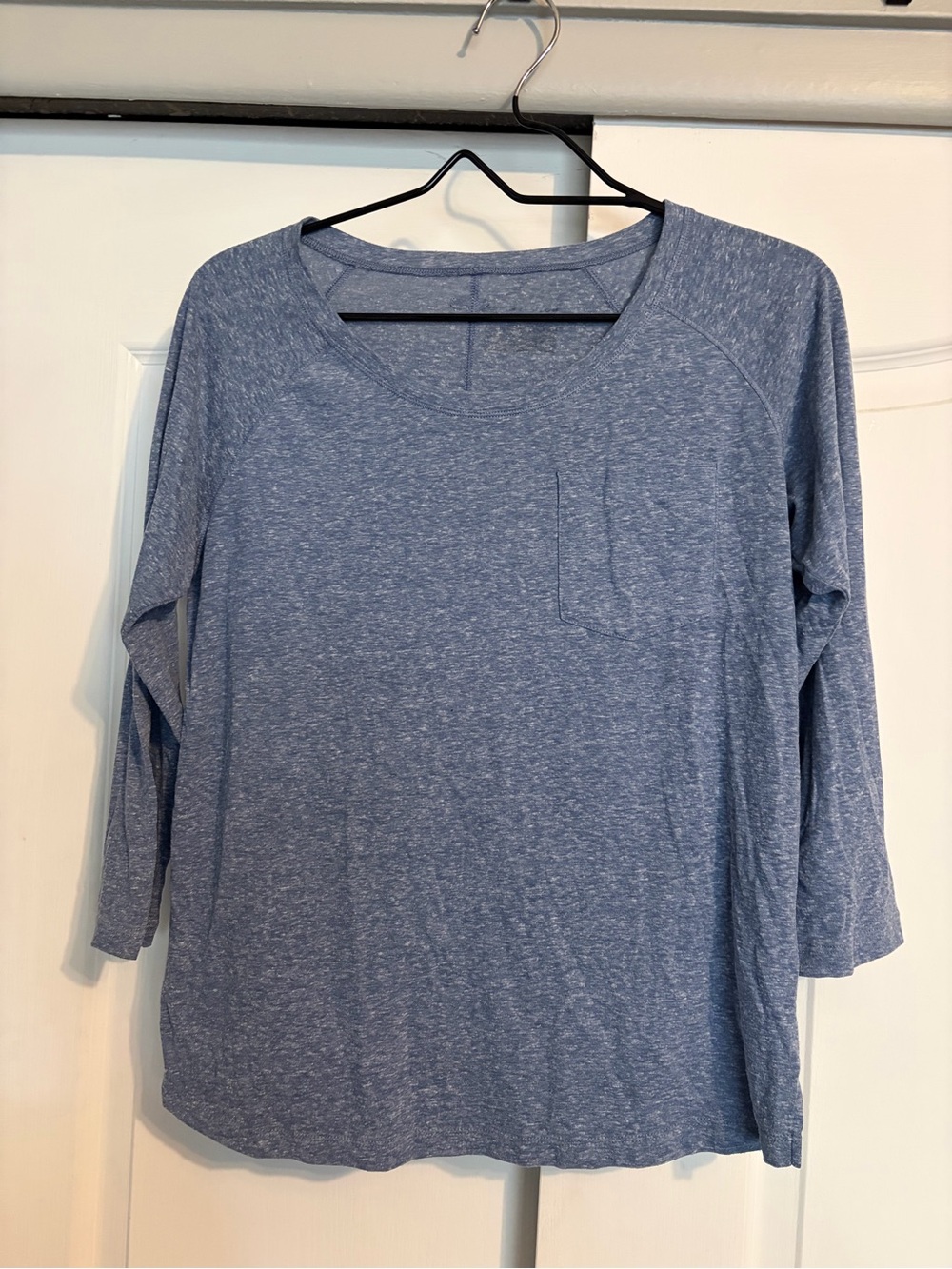 Columbia Light Heather Blue Long Sleeve Pocket Tee